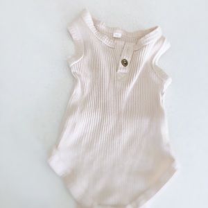 Ribbed Tan Baby Onesie with Button